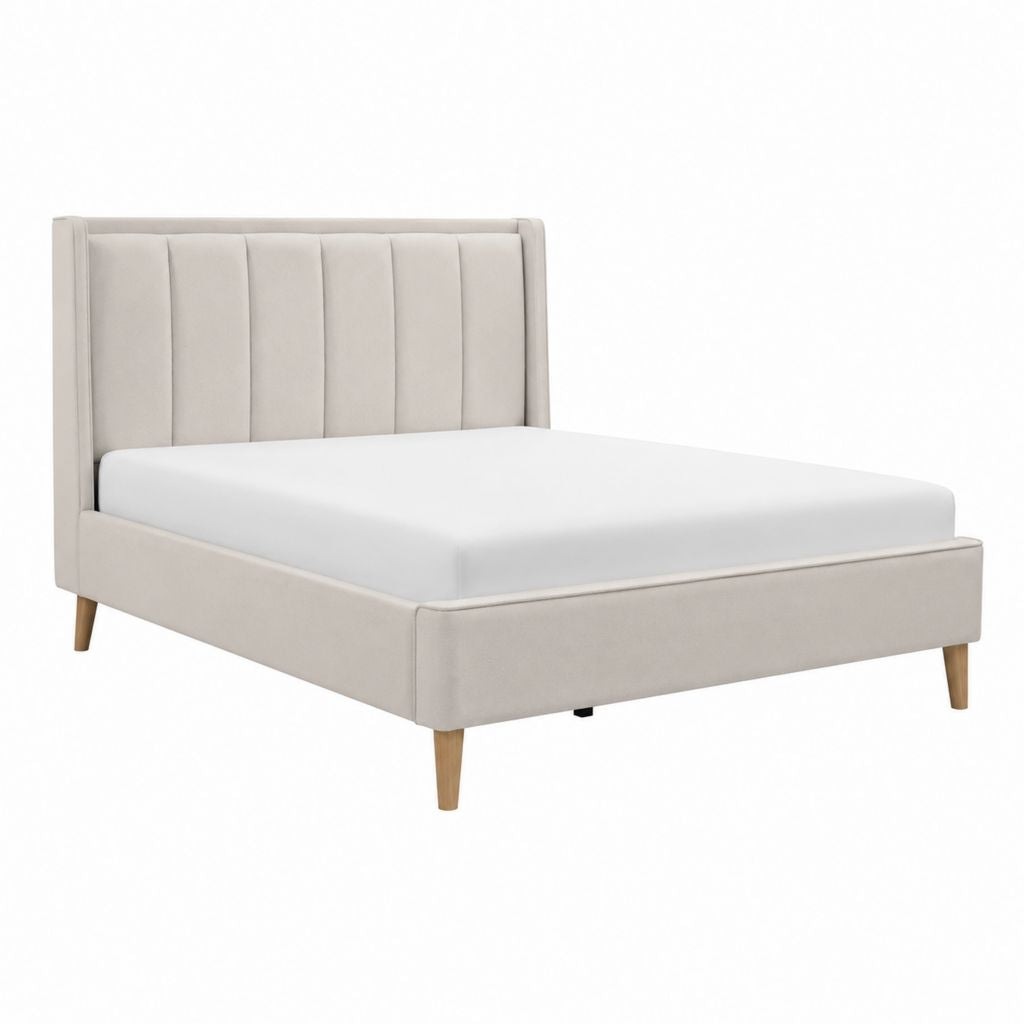 Polsterbett Bettgestell Beige Polyester-Samt Rechteckig 160 x 200 cm