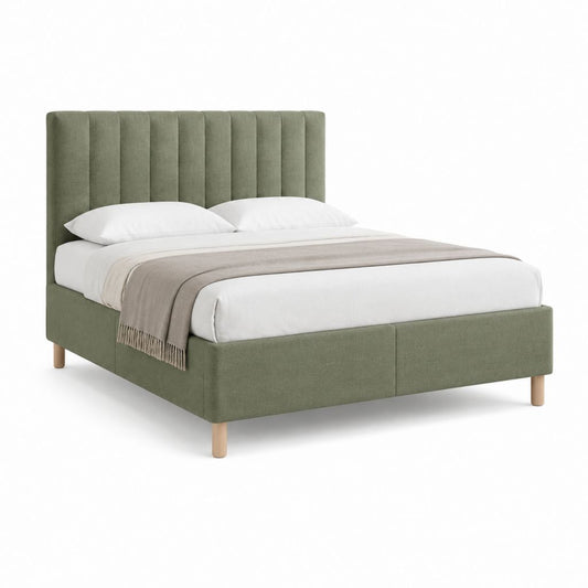 Polsterbett Doppelbett Grün mit Polyesterbezug und Lattenrost 160 x 200 cm