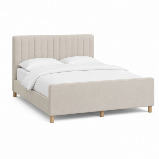 Polsterbett Beige Polyester Rechteckig mit Kopfteil 160 x 200 cm