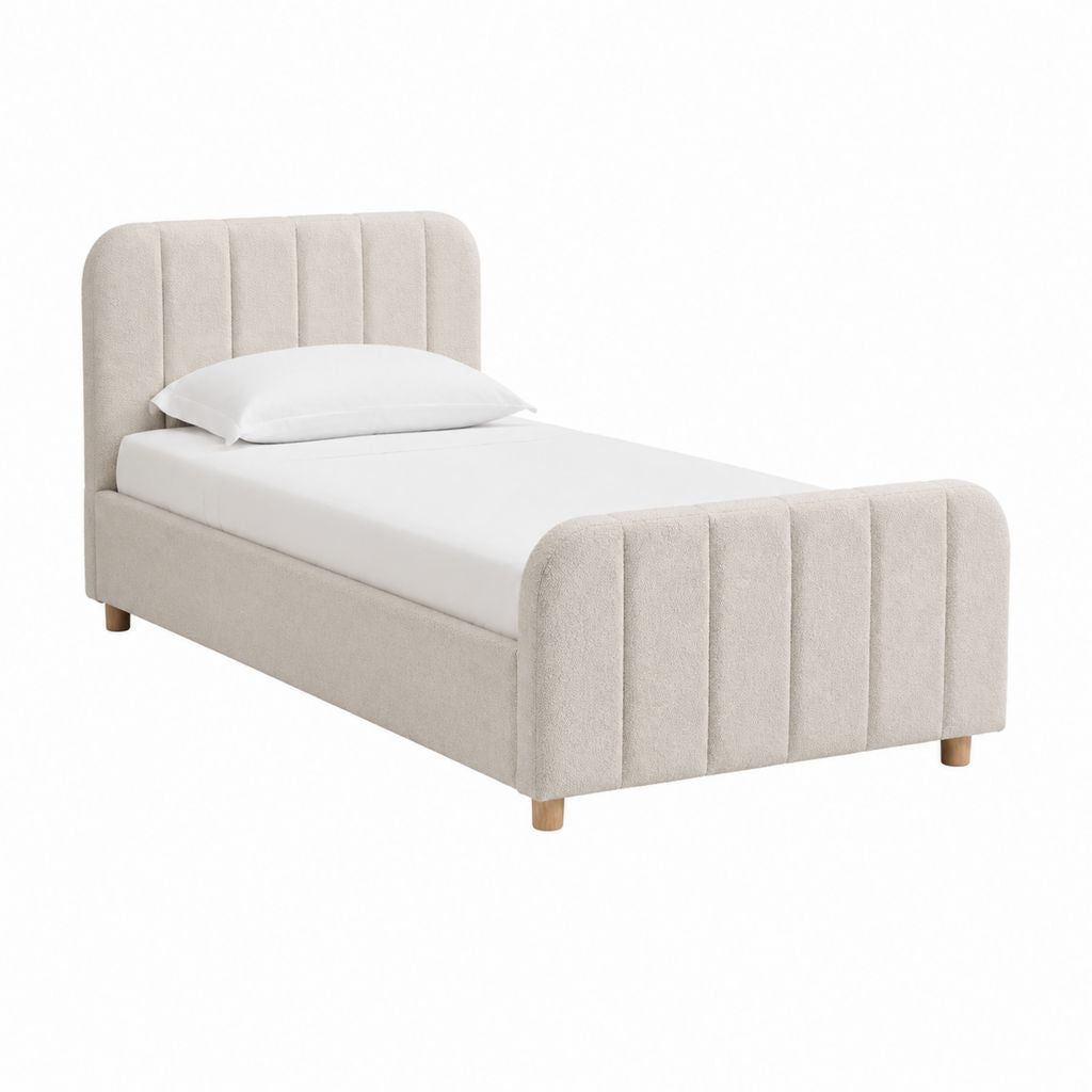 Polsterbett Einzelbett Beige Polyester Rechteckig 90 x 200 cm