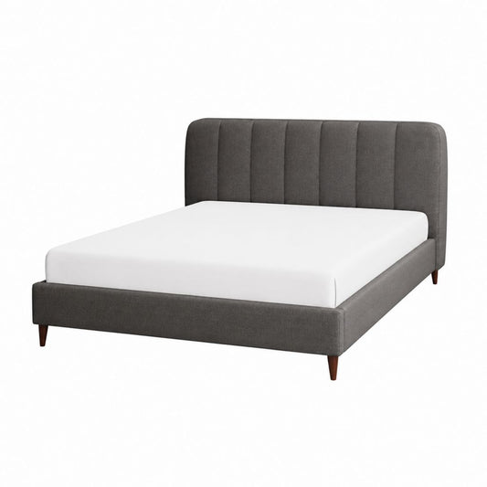 Polsterbett Dunkelgrau Polyester Rechteckig 160 x 200 cm mit Kopfteil