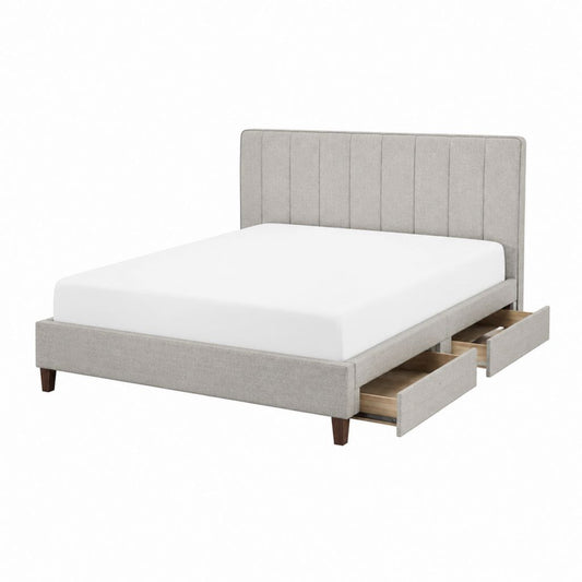 Polsterbett mit Schubladen Grau Polyester Rechteckig 160 x 200 cm
