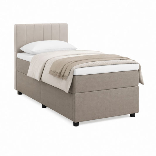 Boxspringbett mit Polyesterbezug in Taupe rechteckig 90 x 200 cm