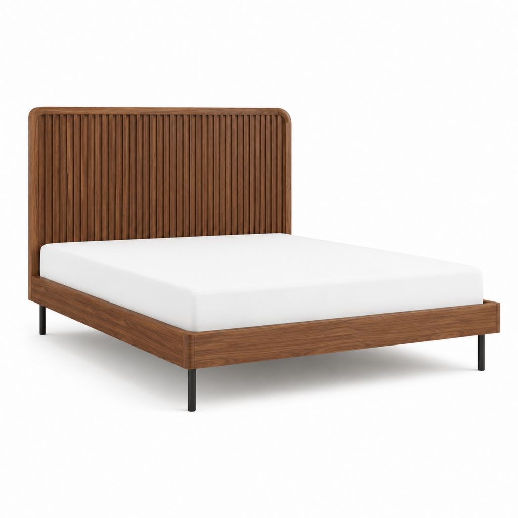 Doppelbett Bettgestell Nussbaumfurnier mit Lattenkopfteil 160 x 200 cm