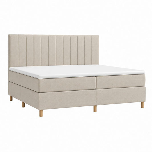 Boxspringbett 180 x 200 cm Beige mit Polyesterbezug und gepolstertem Kopfteil