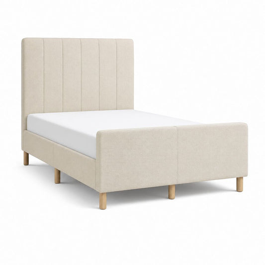 Polsterbettgestell Beige mit Polyesterbezug und Massivholzfüßen Rechteckig 160 x 200 cm