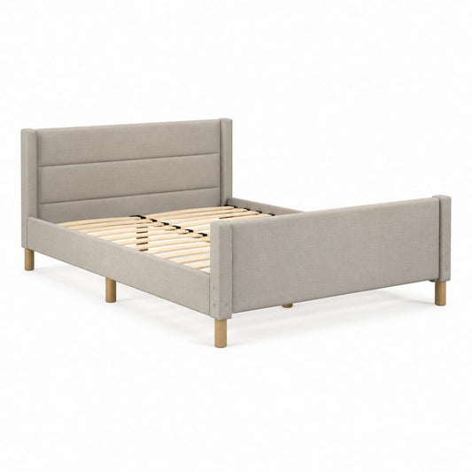 Polsterbett Doppelbett Greige Polyester Rechteckig mit Lattenrost 160 x 200 cm
