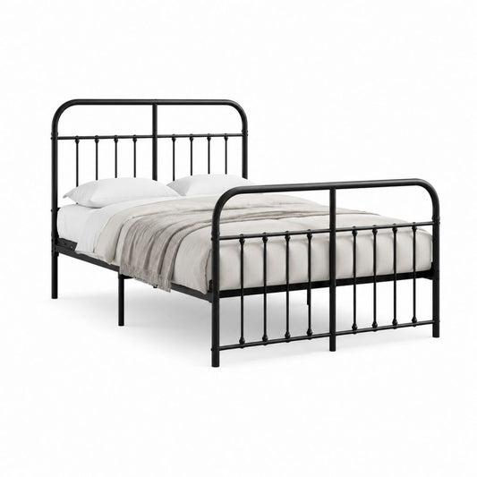 Metallbettgestell Doppelbett Schwarz pulverbeschichteter Stahl rechteckig 140 x 200 cm